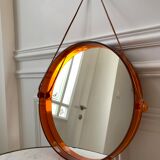 mirror cap brown orange design plexi and leather strap Made in France 1974