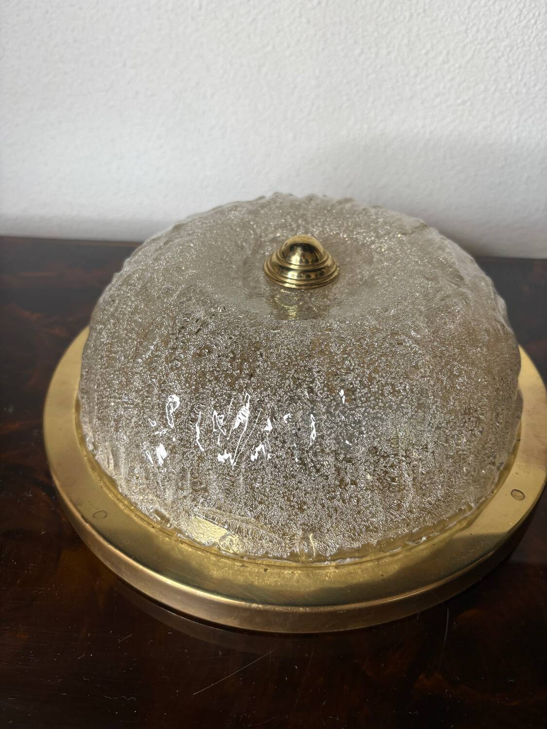 Frosted glass and brass ceiling light, 1970s