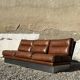 Three-seater canapé in brushed aluminium and brown leather, France, 1970.