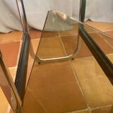 Serving trolley, side table, chrome metal and smoked glass, 1970s
