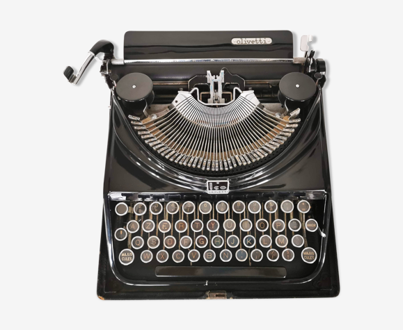 Machine à écrire Glossy Black Olivetti ICO années 1930 - Machine à écrire de travail - Clavier AZERTY