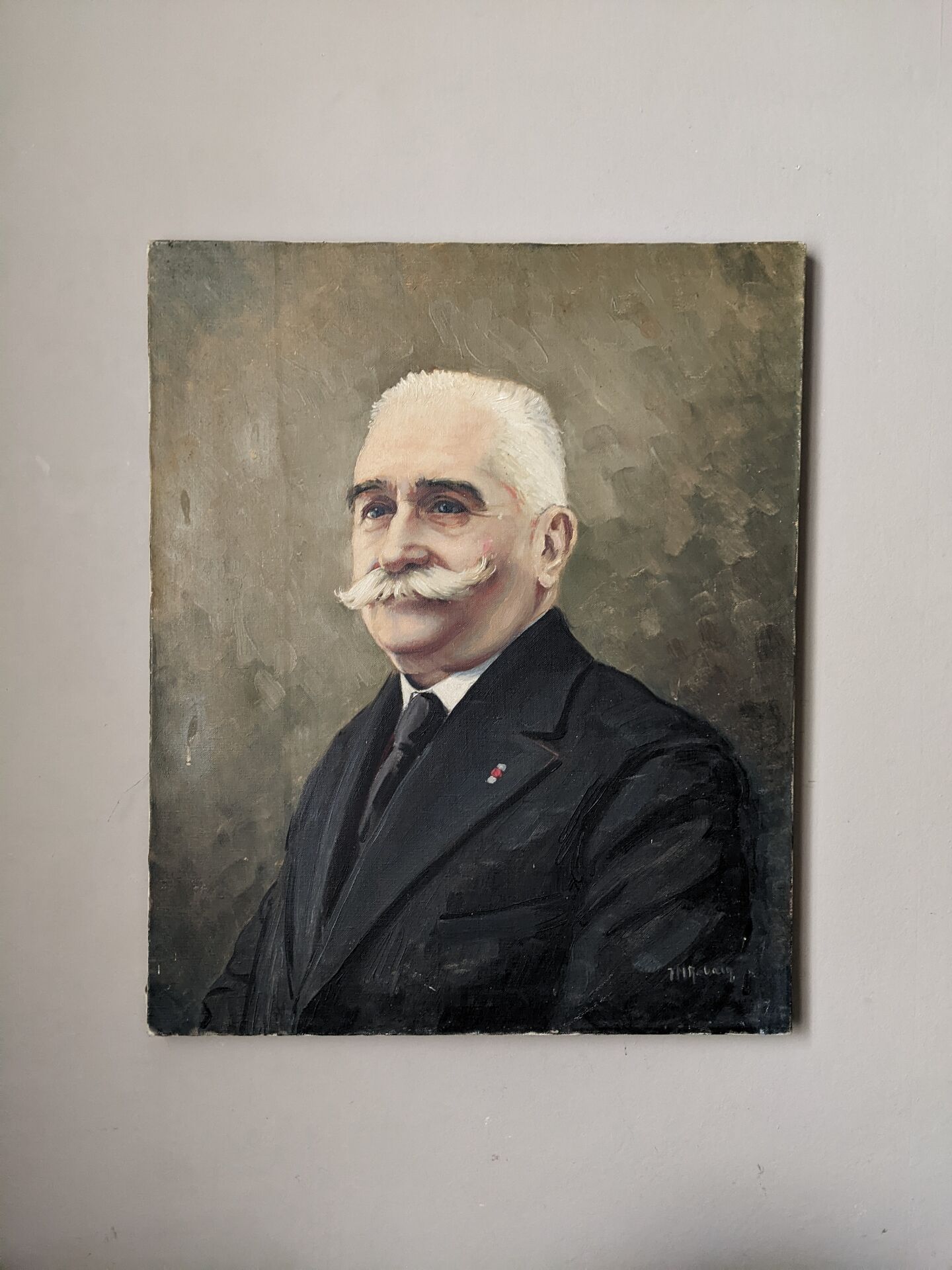 Old acrylic portrait on canvas country decoration
