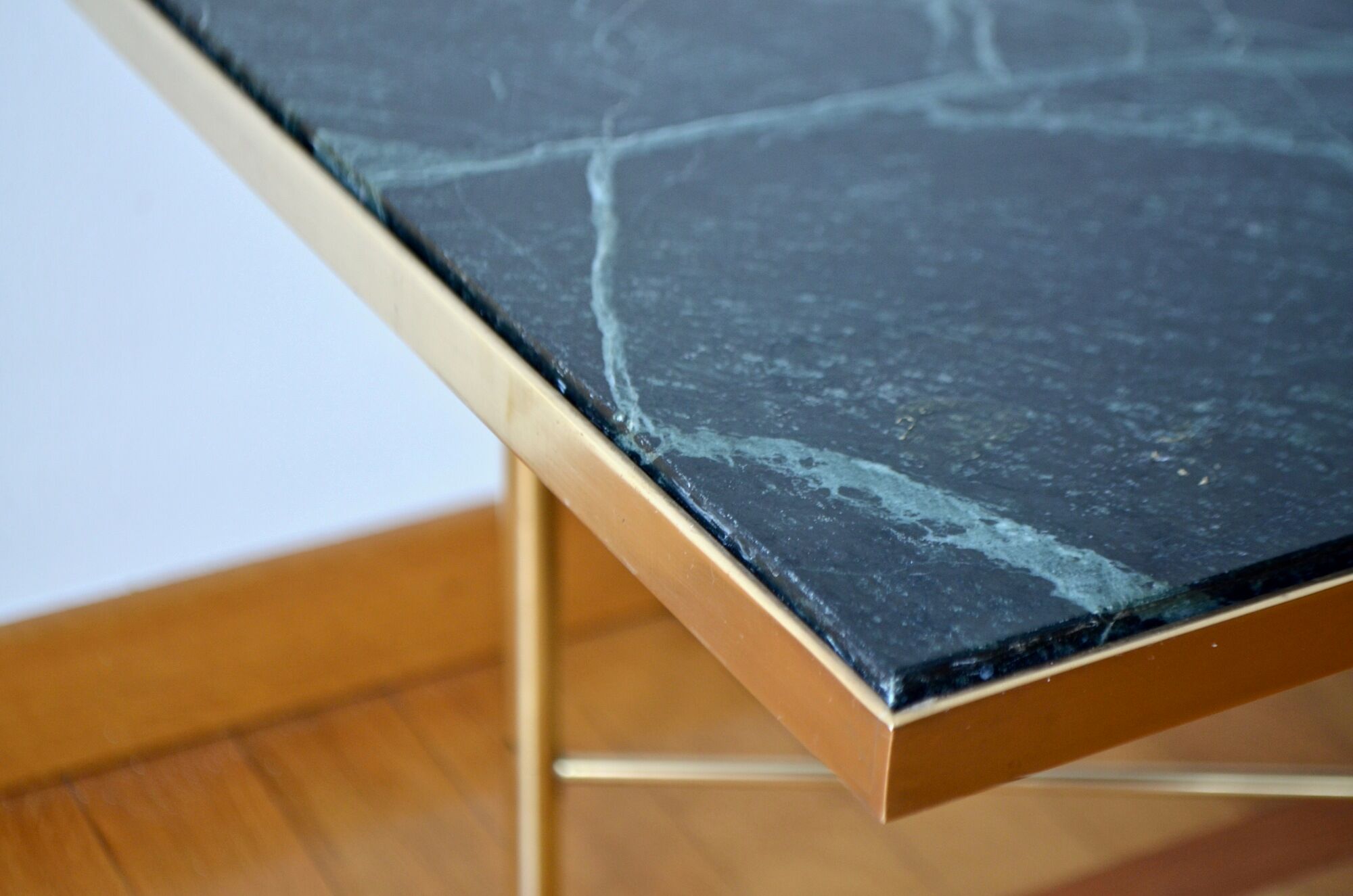 Italian green marble and brass coffee table 1950