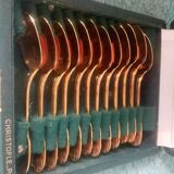 Box of 12 Christofle mocha spoons in gold-plated metal, Vendome model
