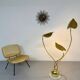 Rhubarb leaf floor lamp brass design Tomaso Barbi Italy an70