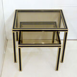 Pair of black & gold trundle tables 1970'