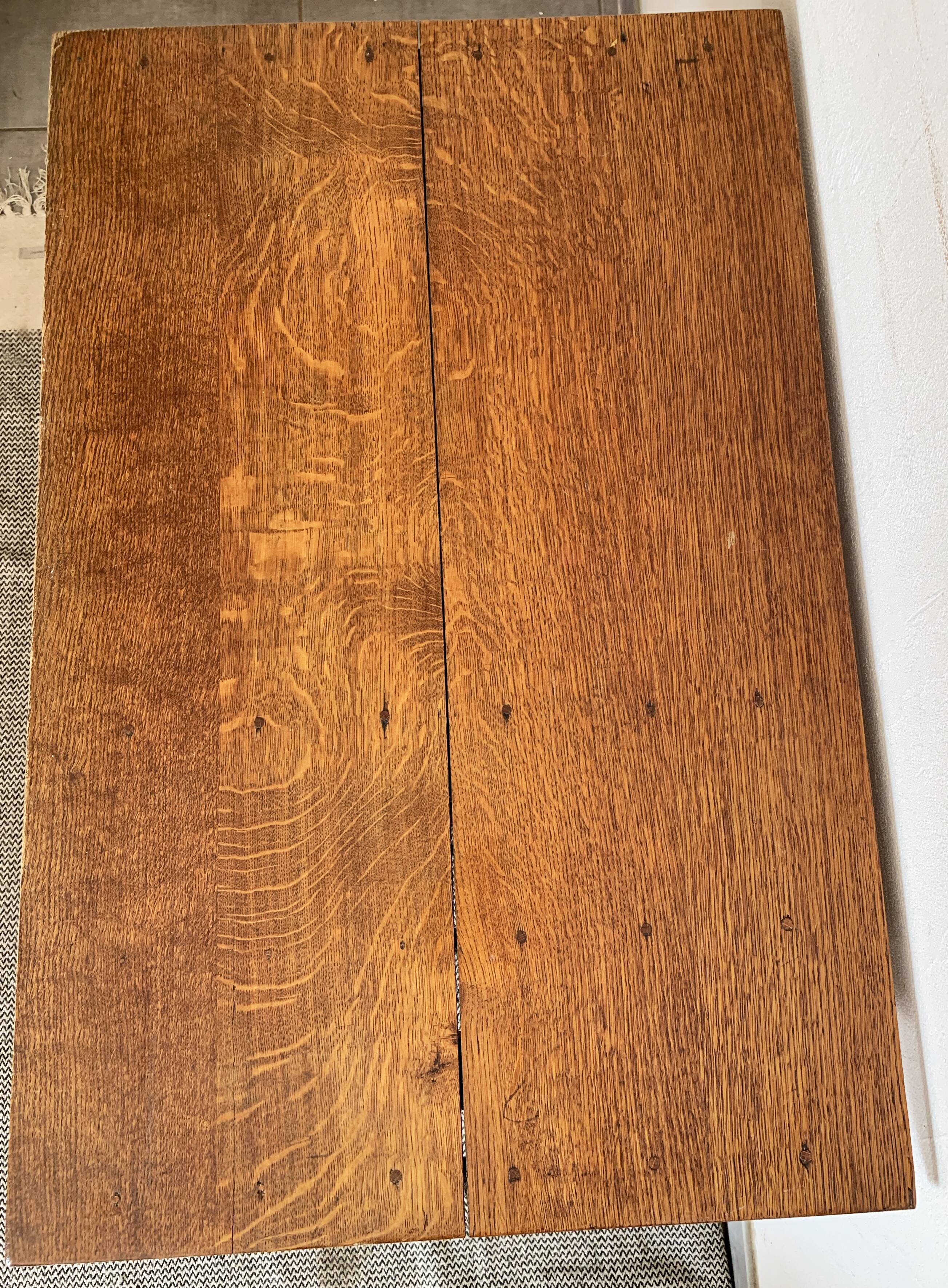 Authentic vintage farmhouse table in solid oak from the 50s and 60s