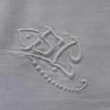 8 large napkins, white damasks, monogrammed, antique embroidery