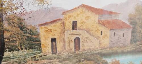 Painting oil on canvas Tuscan landscape R. Morelli 50x70 years 60/70
