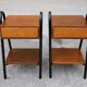 Pair of vintage bedside tables modernists wood and metal