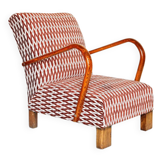 Fauteuil art déco chaise en bois de chêne 1930/40 fauteuil de salon original marrons tissu doré grand fauteuil