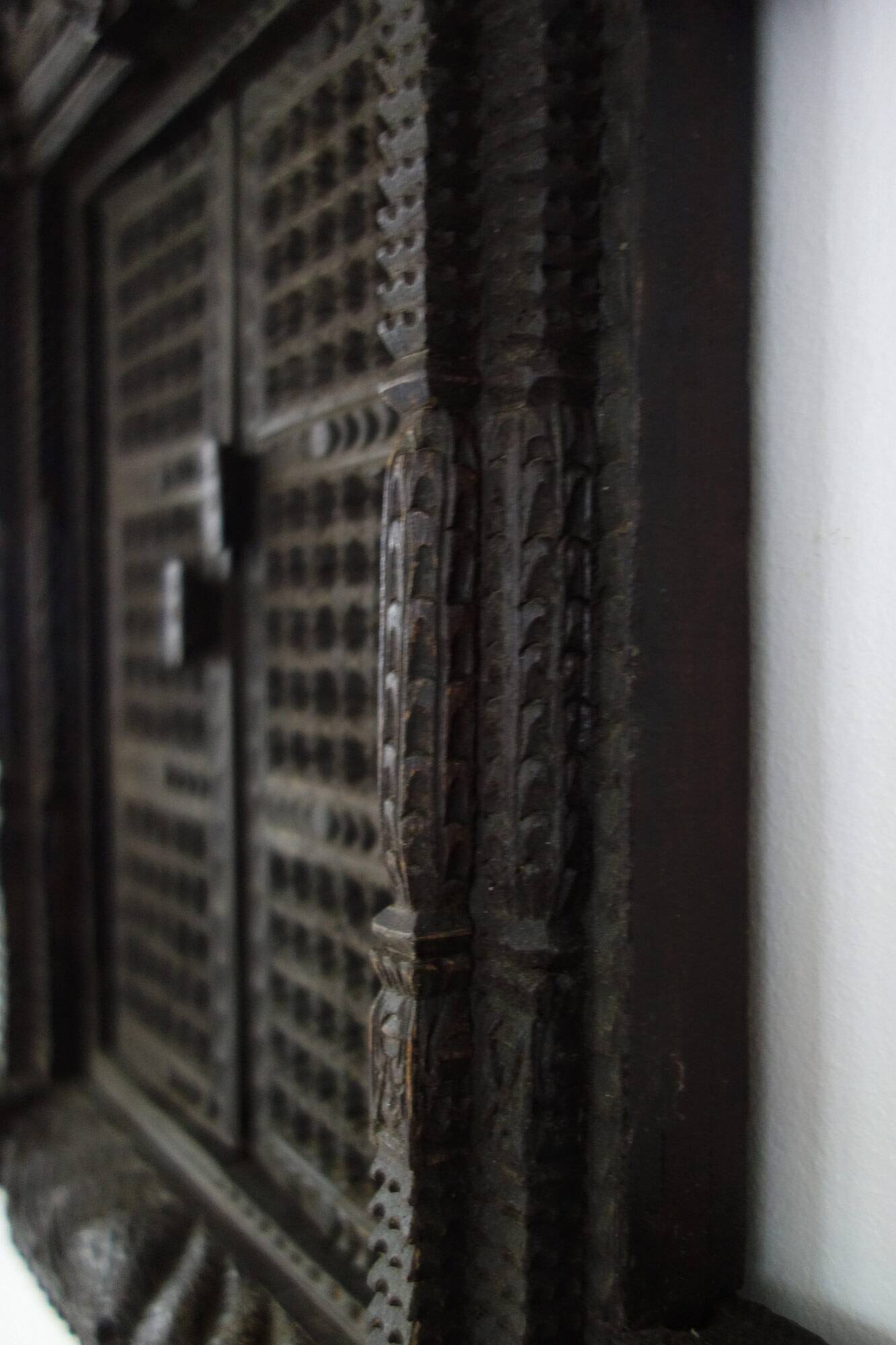 Old Newari Nepali window in carved wood