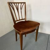 Chaises de salle à manger ou d'appoint vintage éclectiques Regency en chêne et velours en épi de blé