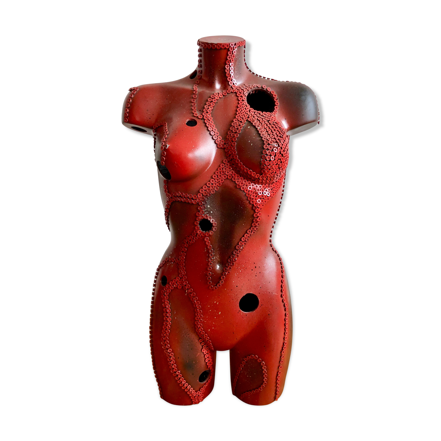 Red bust parquet lamp