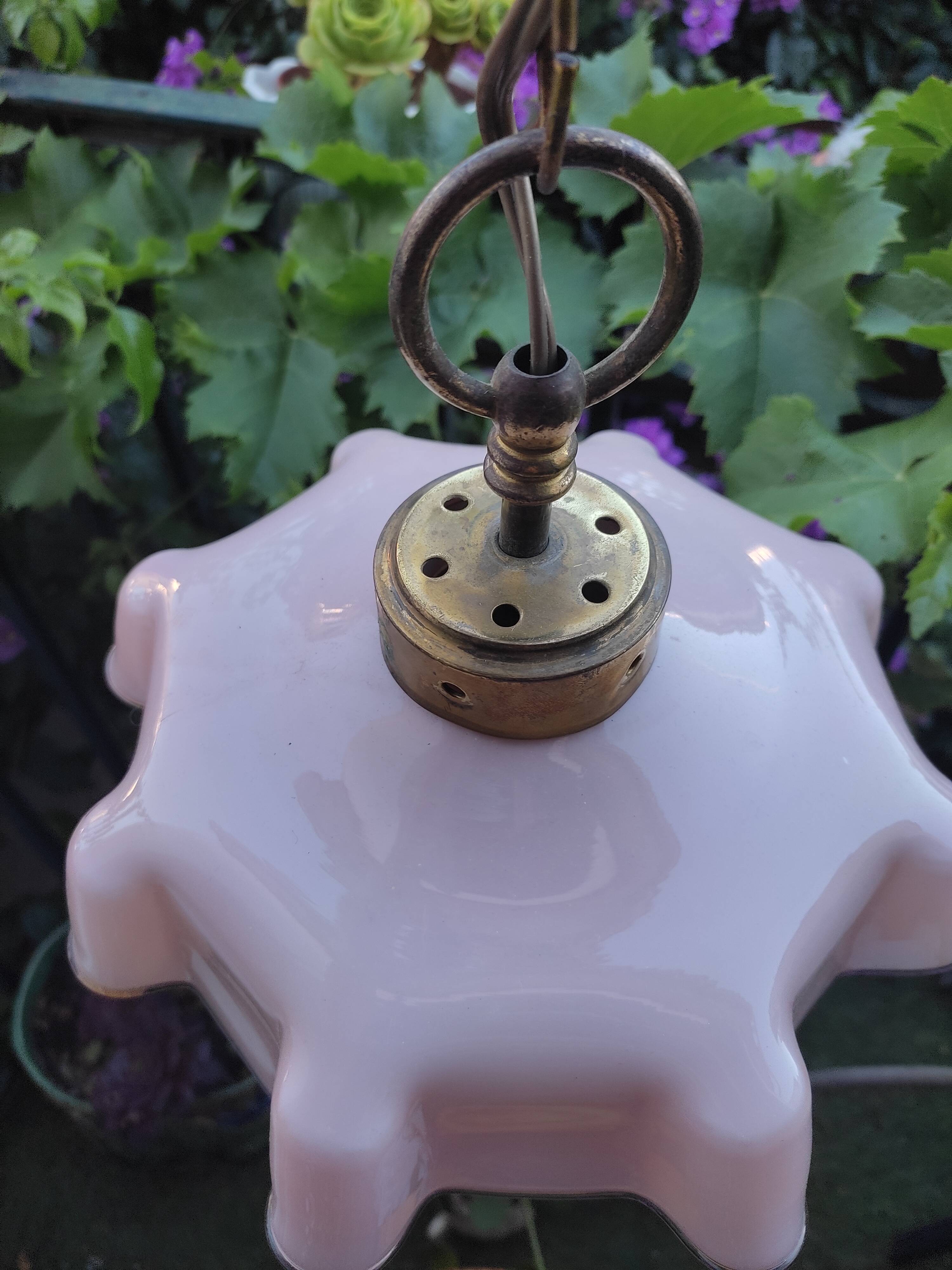 Pink opaline hanging lamp