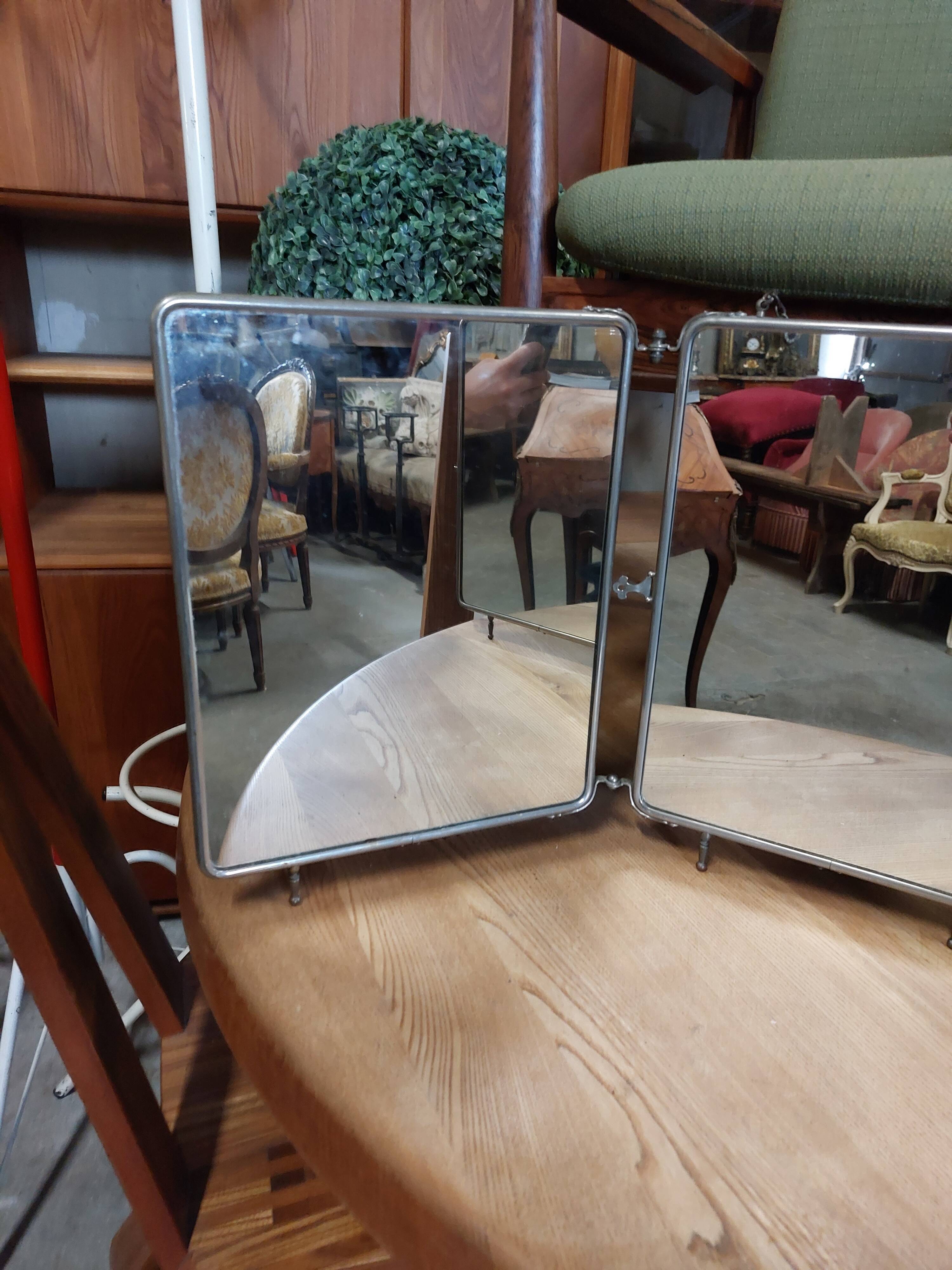 Miroir de barbier triptyque sur pieds 1930