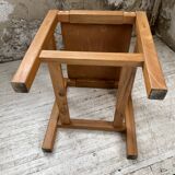 Solid elm and leather stool Maison Regain