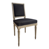 Chaise de style Louis XVI patinée – entièrement retapissée – excellent