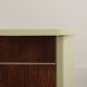 Pair of vintage bedside tables completely restyled in pale green on solid beech compass legs