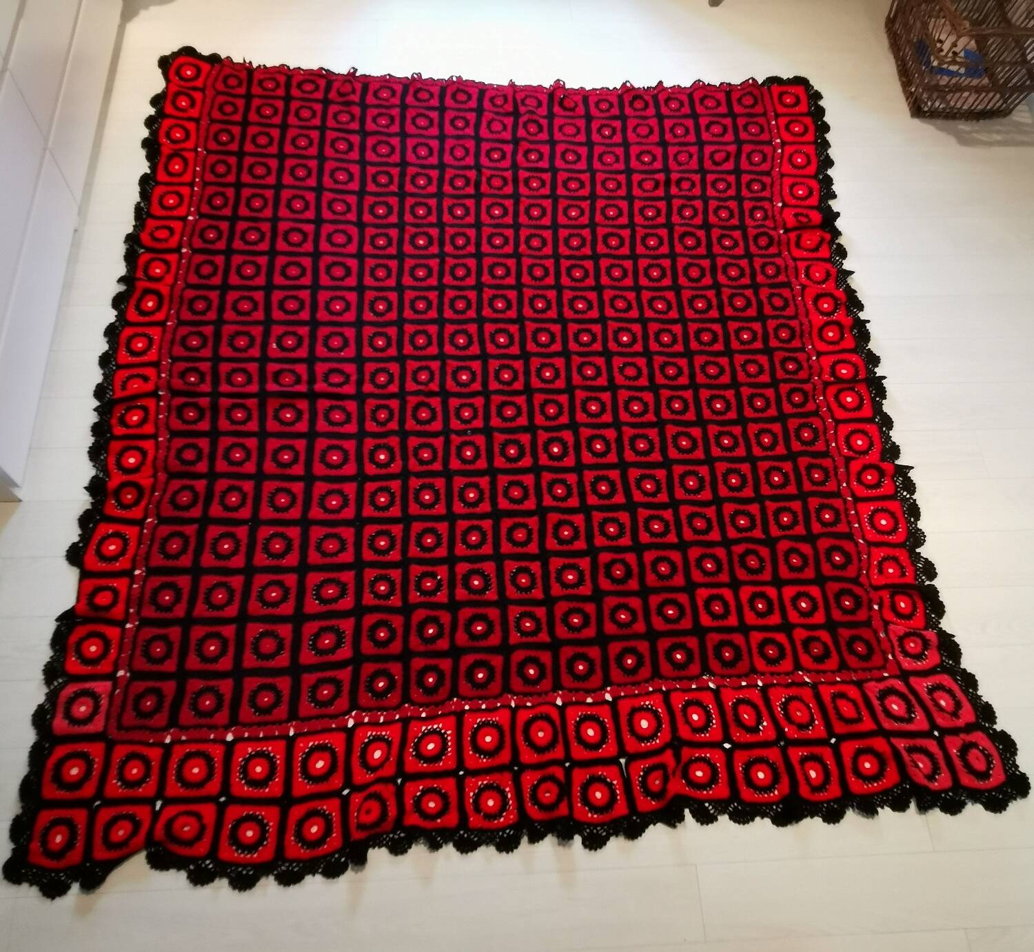 Dessus de lit crochet Vintage, fait main années 60