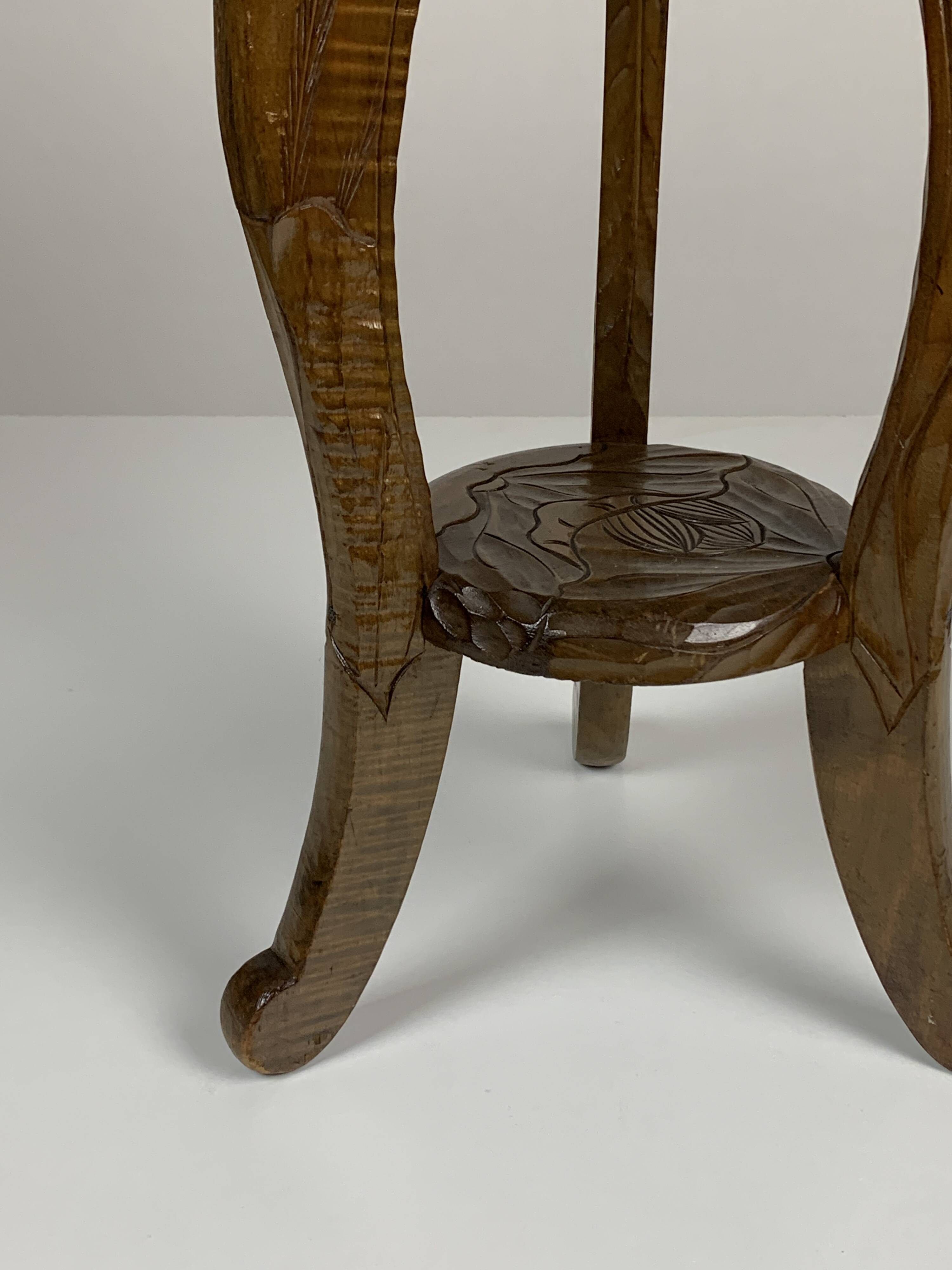 Arts & Crafts Japanese Hand Carved Side Table for Liberty London, 1905