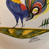 Deux assiettes de collection motif coq peint à la main signée fab Quimper et hamage moulin des loups