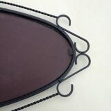 Rear-view mirror with black metal frame, 50x70 cm