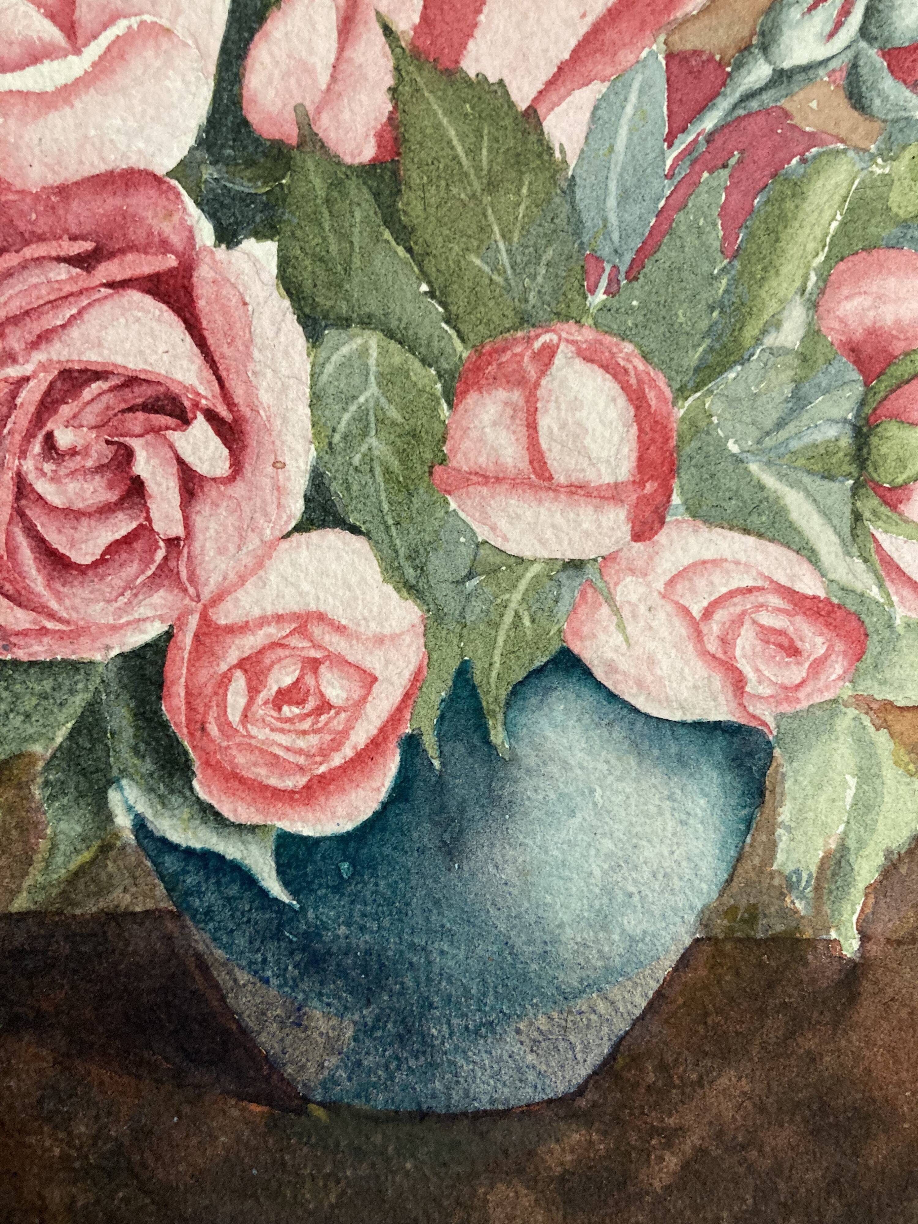 Aquarelle aux roses vintage