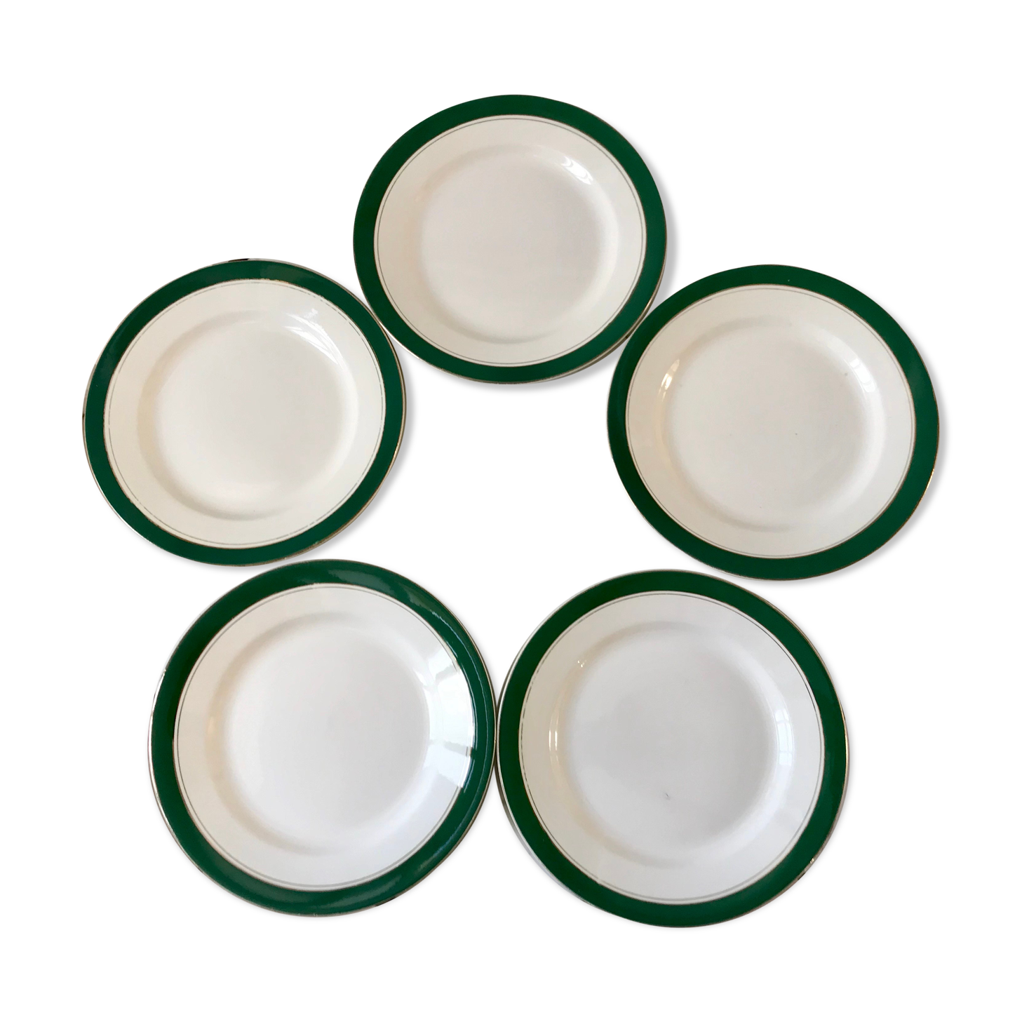 Set of 5 flat plates Digoin Sarreguemines model "Savoie" years 50-60