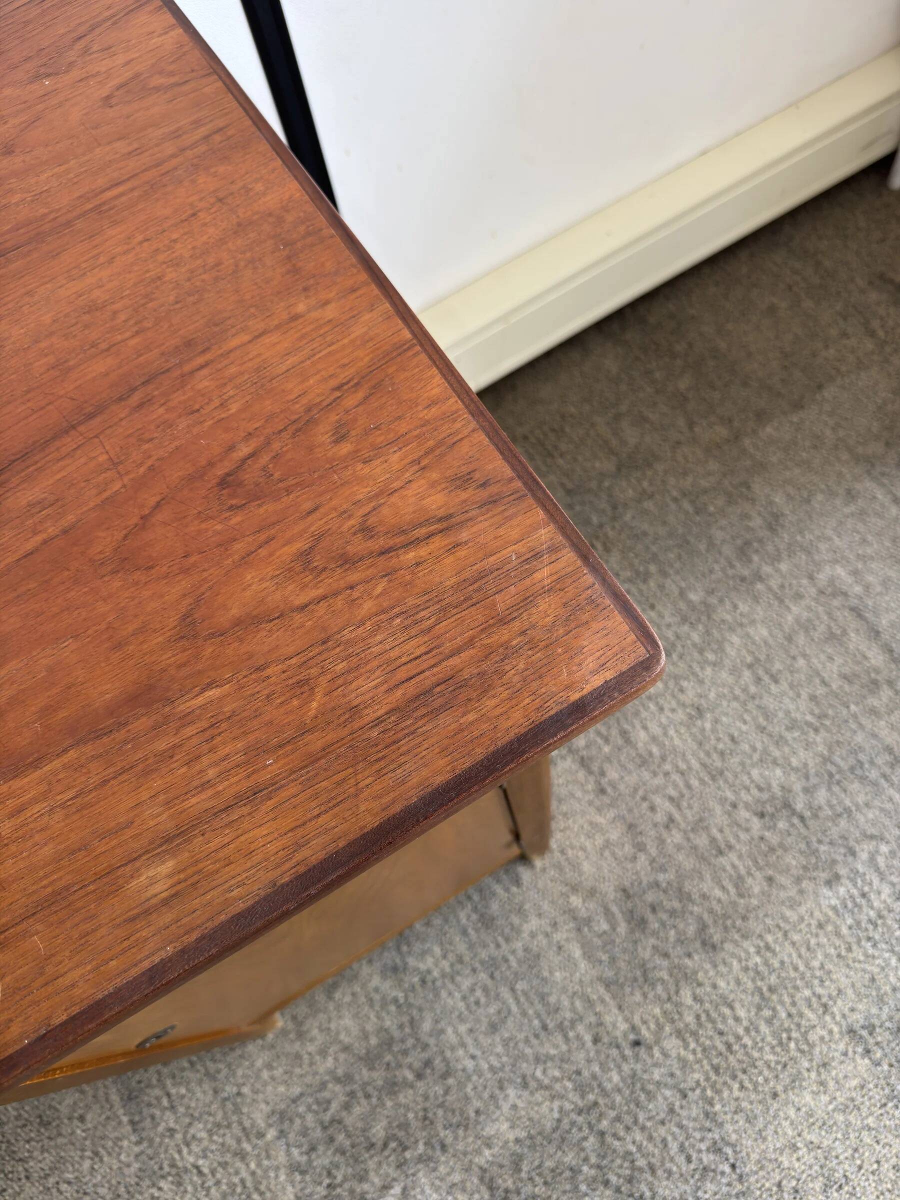 Vintage Danish desk from the 1960s with a drawer and cupboard.
