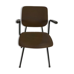 Fauteuil en métal et tissu marron