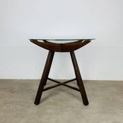 Table d’appoint en bois et verre, Italie, années 60, guéridon