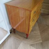 Vintage Louis XV style chest of drawers in citron wood veneer