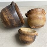 Set of 3 mid century brown ceramic planters