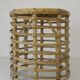 Vintage bamboo stool rattan plant stand mid-century wicker side table