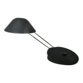 Lampe années 80, style Memphis, métal chromé et peinture noire granitée