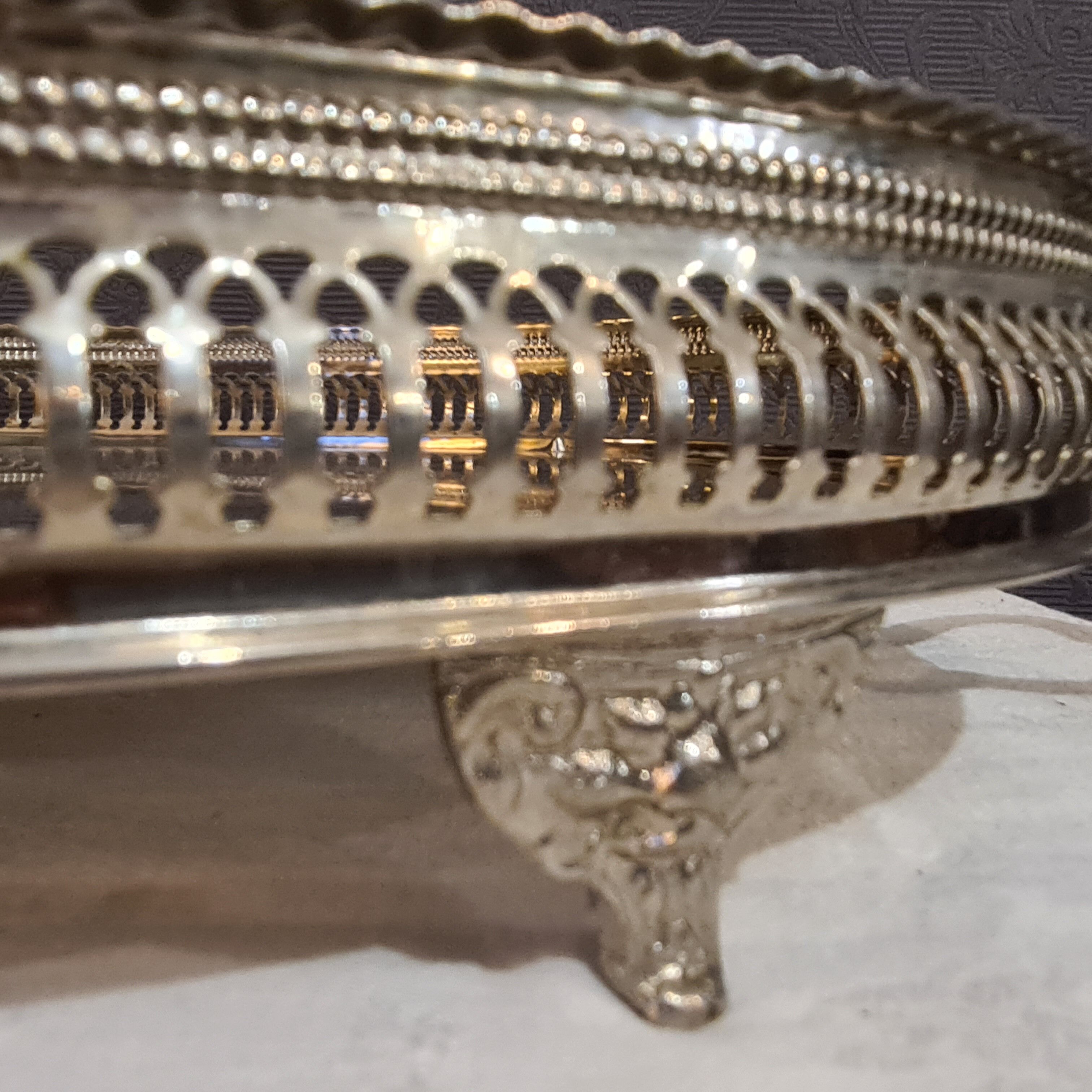 Silver metal serving tray