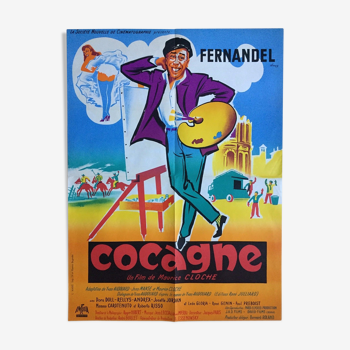 Affiche cinéma "Cocagne" Fernandel 60x80cm 1961