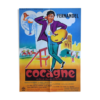 Affiche cinéma "Cocagne" Fernandel 60x80cm 1961