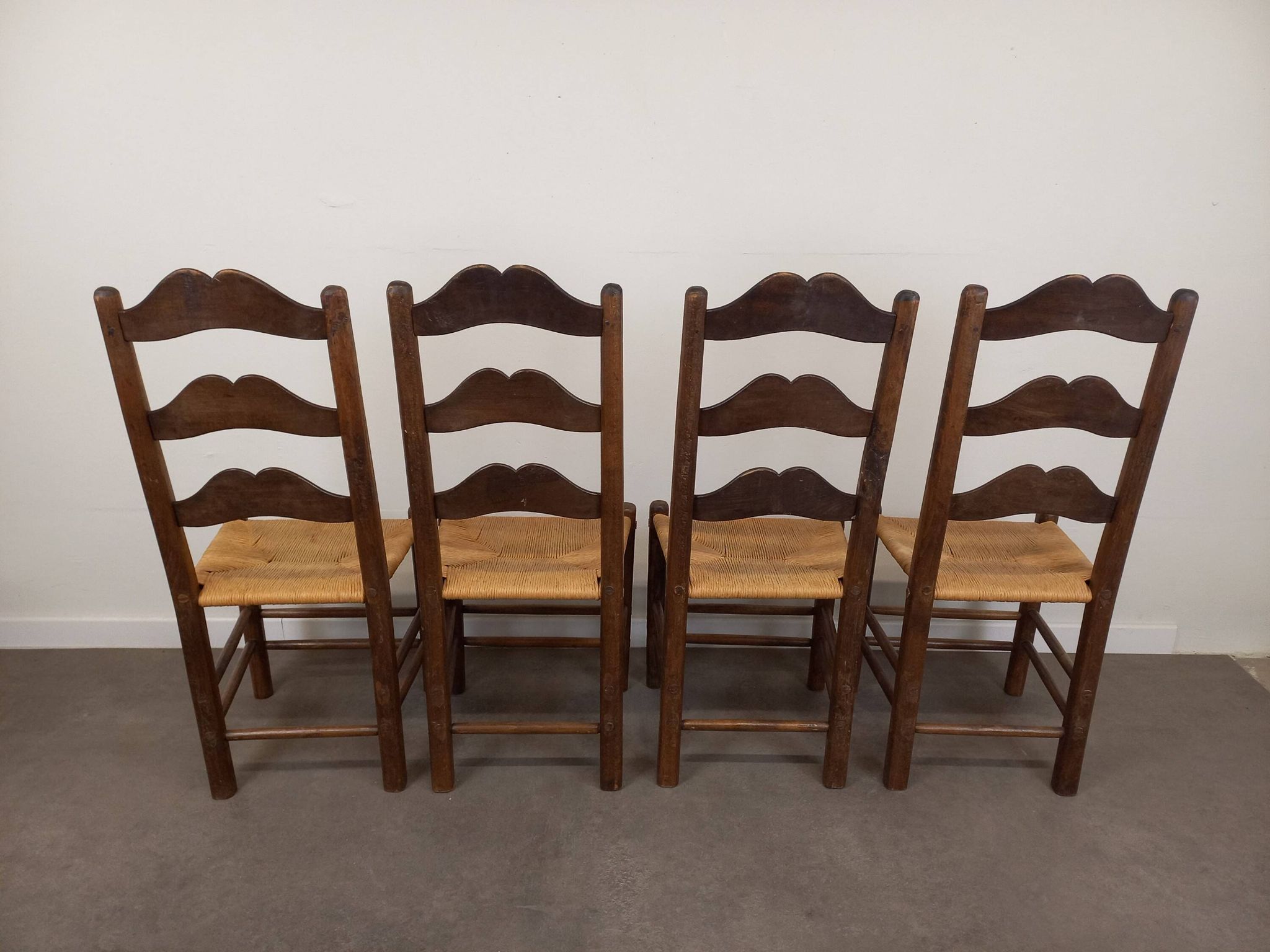 Straw brutalist chairs, set of 4