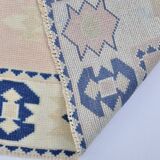 Beige And Blue Oushak Runner Rug sku 3324