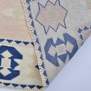 Beige And Blue Oushak Runner Rug sku 3324