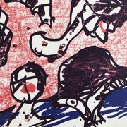 Original poster by pierre alechinsky, pour saluting michel butor / galerie sonia zannetacci, 1989
