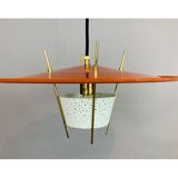 Hanging lamp by Ernest Igl perforated tole for Hillebrand