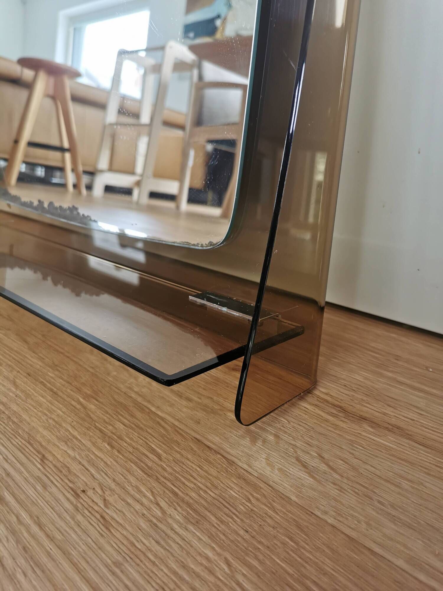 Vintage Wall Mirror with Shelf: 1970s Hollywood Regency Decor