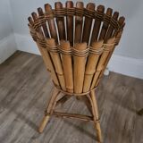 Pair of wicker and bamboo pot covers 70s