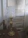 Vintage table lamp with a bronze base and moulded glass globe.