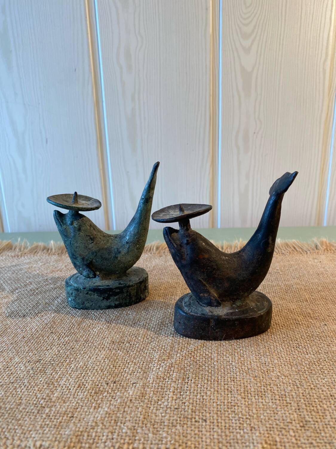 Anciens bougeoirs en bronze XIXeme