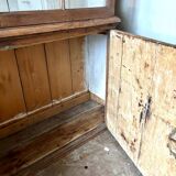 Buffet 2 corps vitré en bois, XIXème