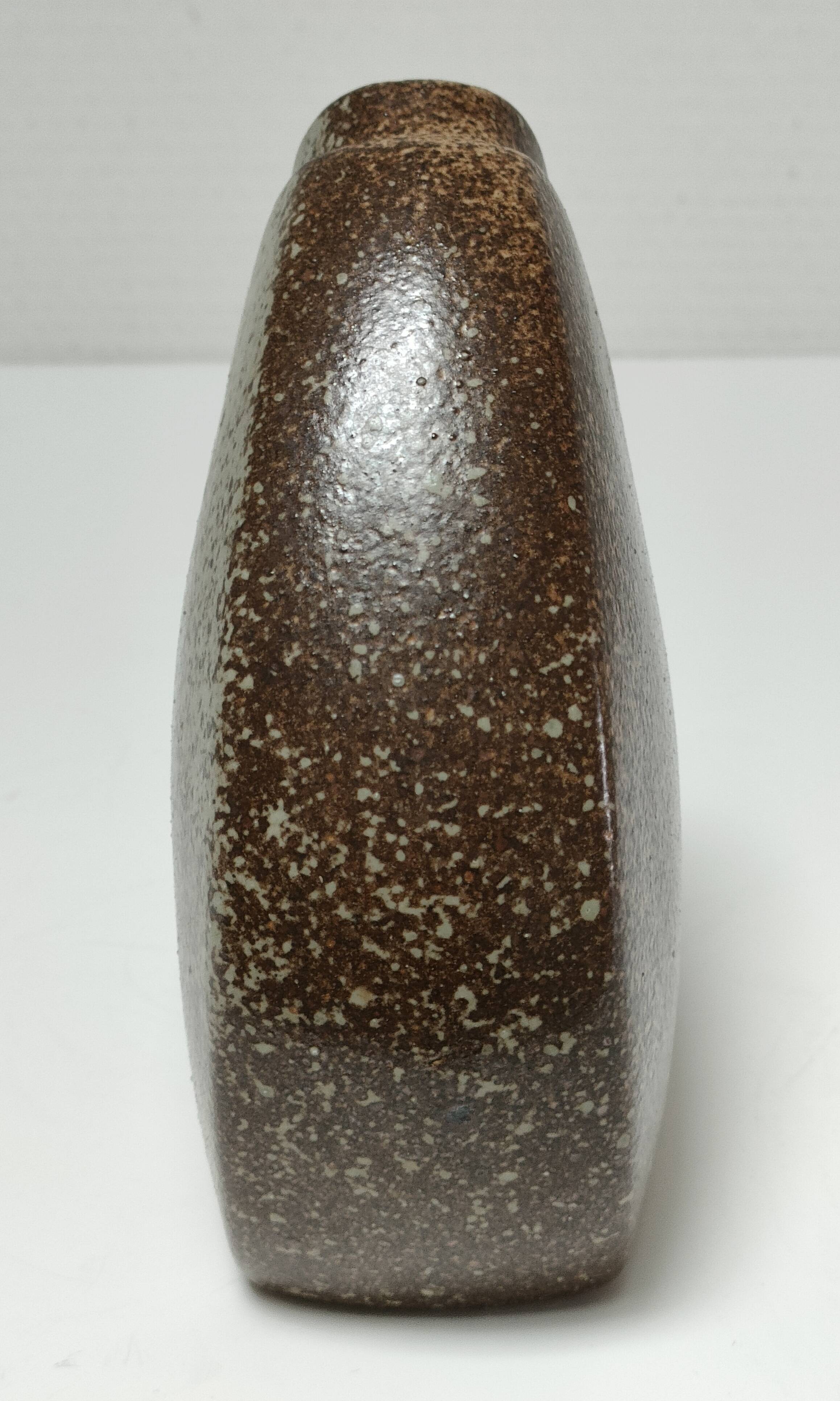 Flat enamelled stoneware vase 80s design